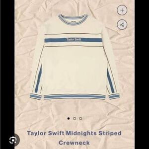 Taylor Swift Midnights Cream Crewneck with Blue Stripe Accents